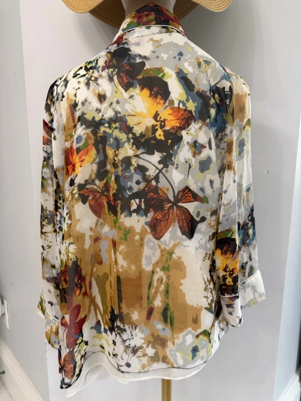 Peck & Peck Women’s Large Butterfly Sheer Open Front Kimono Coverup Cardigan - Picture 3 of 4